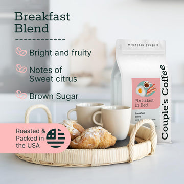 Couple'S Coffee Breakfast In Bed | Breakfast Blend | Ground Coffee | Made With 100% Arabica Beans | 12Oz Bag Brews About 34 Cups
