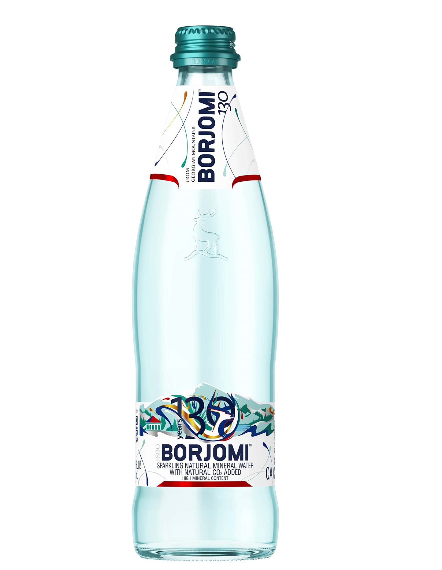 BORJOMI Sparkling Natural Mineral Water, 16.9 fl oz (Pack of 12), Glass