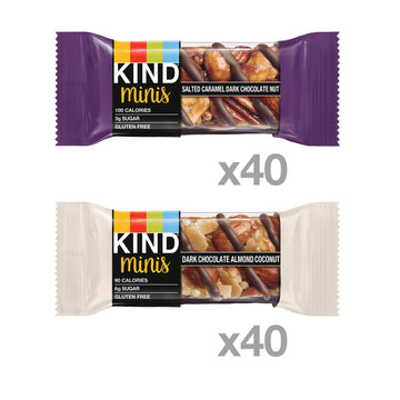 KIND Bar Minis, Salted Caramel Dark Chocolate Nut & Dark Chocolate Almond Coconut, Variety Pack, Gluten Free, 100 Calories, Low