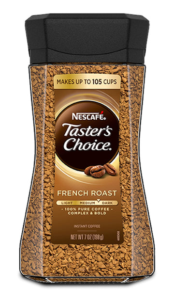 Tasters Choice French Roast Instant Coffee, New Jar, 2 Bottles x 7 Oz Canister.