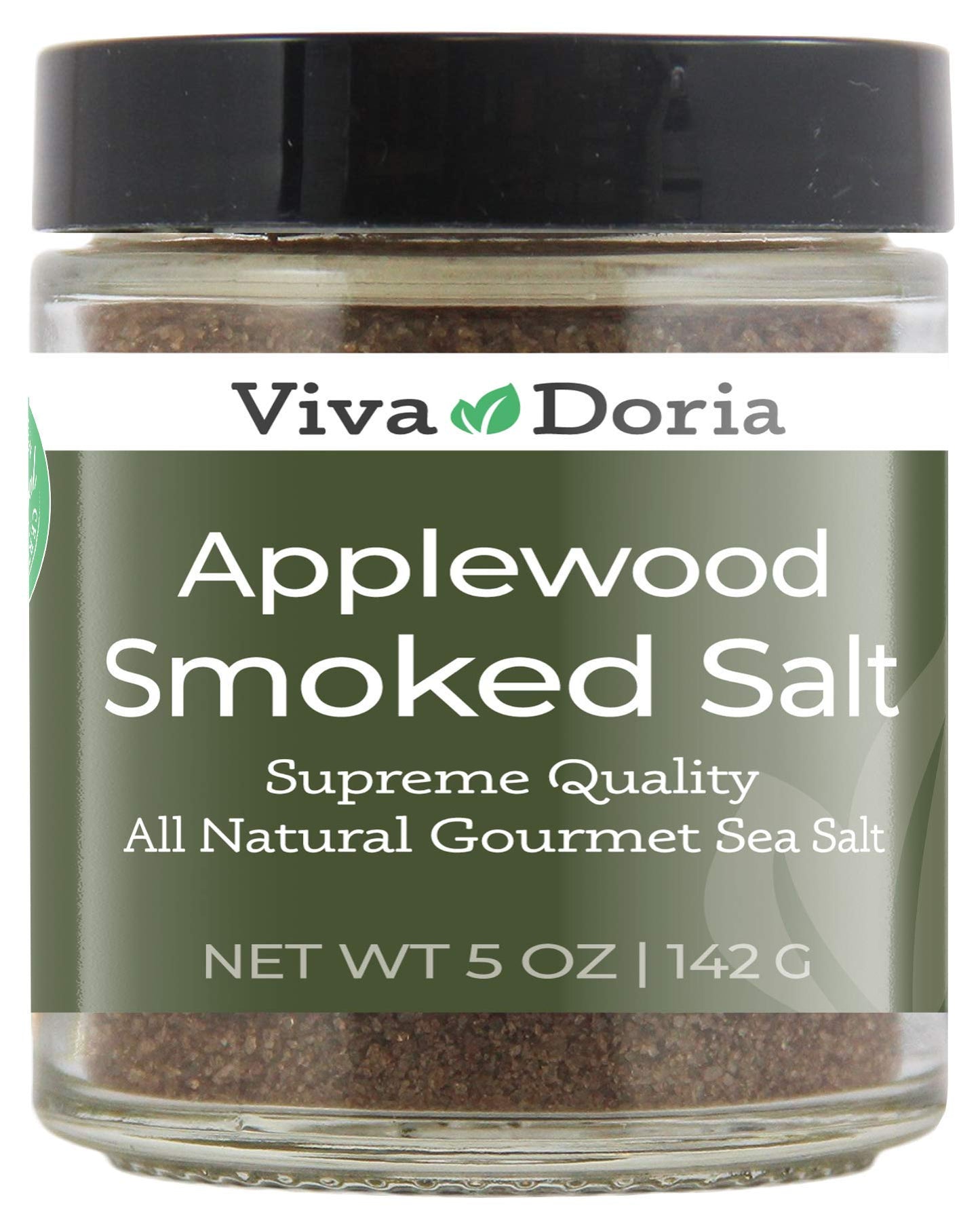 Viva Doria Applewood Smoked Sea Salt, Fine Grain, 5 Oz Glass Jar