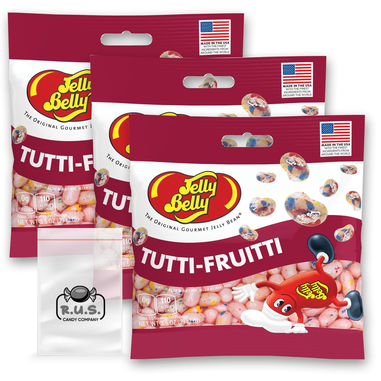 Jelly Belly Tutti Fruitti Jelly Beans- 3 Pack - 3.5 Oz Each, Lly Beans Bundle - Bursting With Tropical Flavors! Perfect Candy Mi