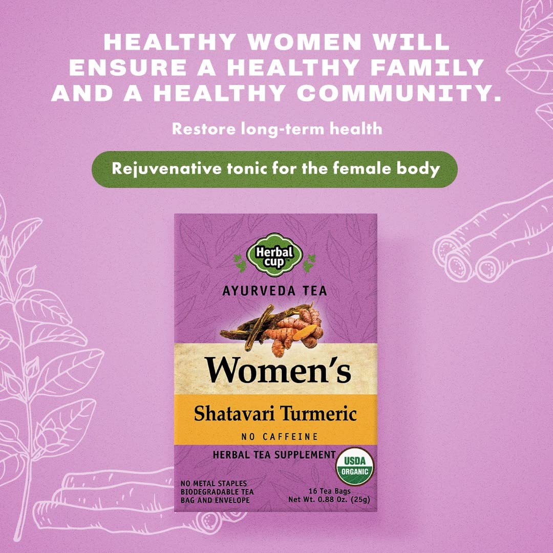 Herbal Cup Womens Tea, Organic Shatavari Turmeric, 16 Count, Caffeine-Free