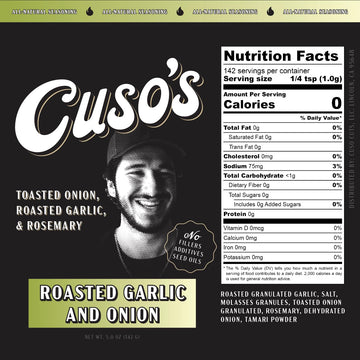 Cuso Cuts Roasted Garlic & Onion BBQ Seasoning Rub - All Natural Ingredients - 5 Ounce Pack