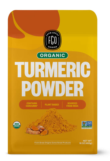 Fgo Organic Turmeric Powder W/Curcumin, 1 Pound / 16Oz Bulk Resealable Pouch, Usda Organic And Non-Gmo, Sourced From India, Packaging May Vary (Pack Of 1)