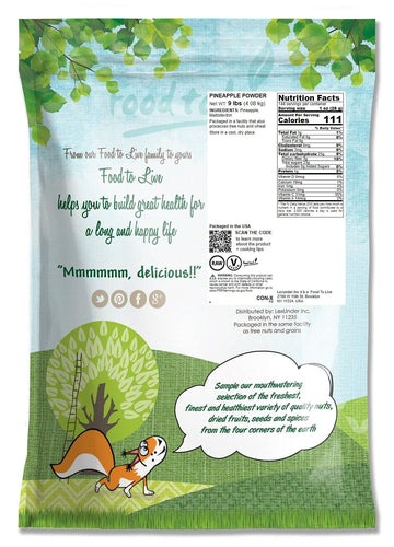 Food To Live - Pineapple Powder, 9 Pounds - Made From Raw Dried Fruit, Unsulfured, Vegan, Great For Baking, Juices, Smoothies, Y