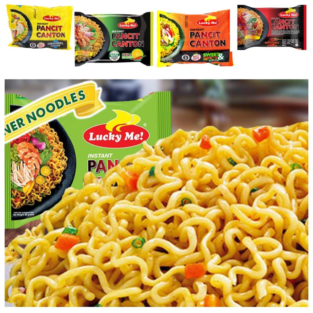 Lucky Me! Pancit Canton Variety Bundle - 10 Packs (2 Original, 2 Chili Mansi, 2 Kalamansi, 2 Sweet & Spicy, 2 Extra Hot) -