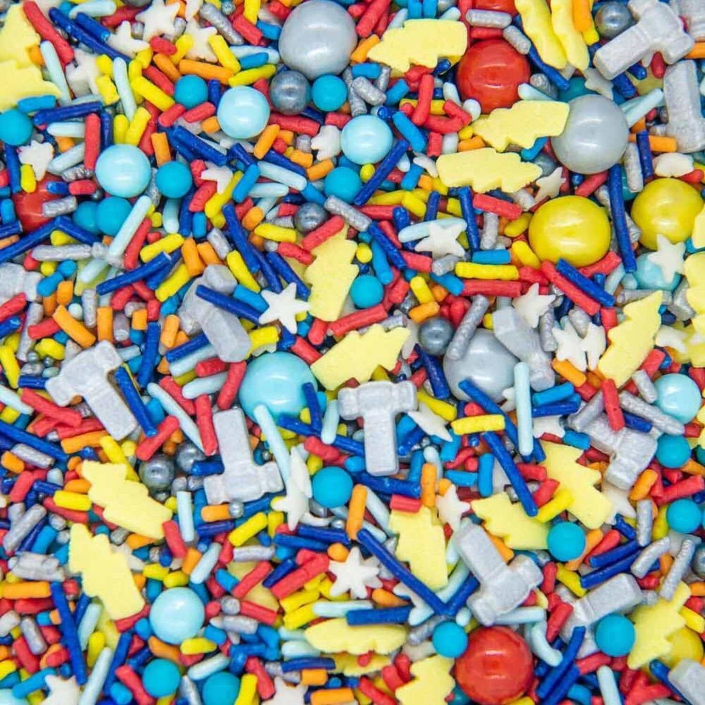 Sweets & Treats Boutique Superhero Cake Sprinkles Edible Confetti Thunder Lightning Pearls Norse Code