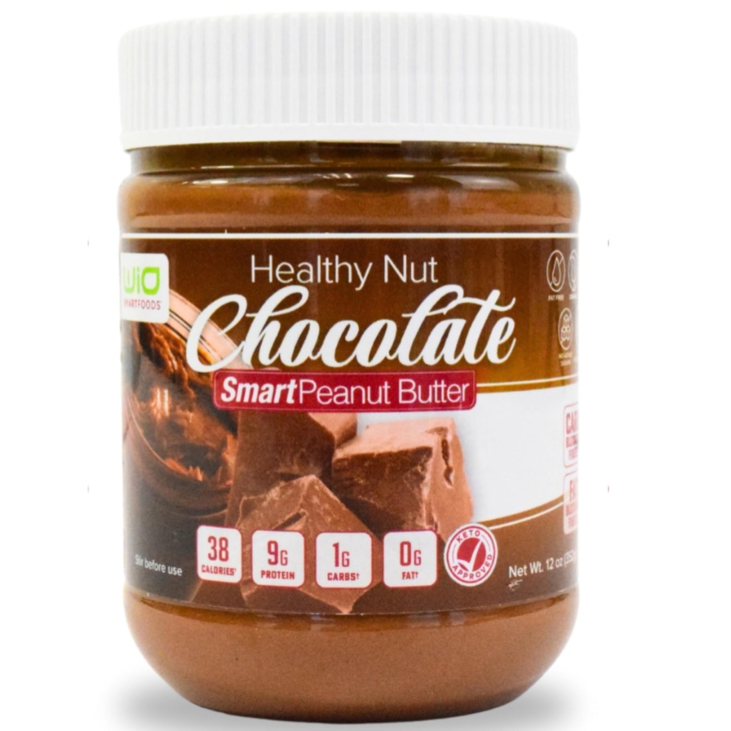 Wio Smartfoods Peanut Butter Healthy Chocolate Peanut Butter Low-Carb Keto-Friendly Sugar-Free 12 Ounce (Pack Of 2)