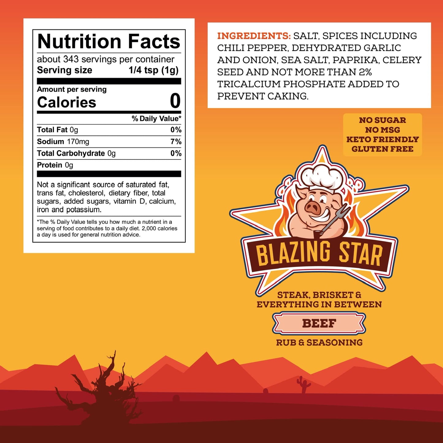 Blazing Star BBQ Beef Rub & Seasoning, Shaker Spice Mix, 12.1 Oz