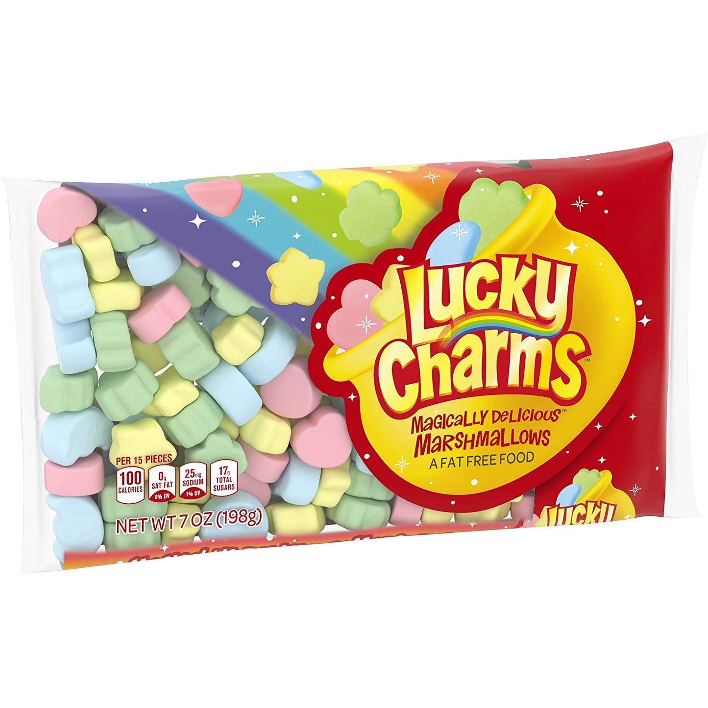 Lucky Charms Magically Delicious Large & Fluffy Marshmallows 2-Pack - 7 oz Bags, with 2 Unscented Purell Wipes