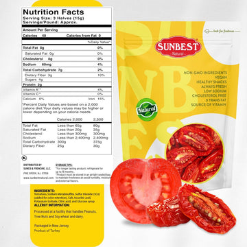 Sunbest Natural - Sun-Dried Tomato Halves, 80 Oz (5 Lbs) - Intense And Zesty | Moist & Ready To Eat | Convenient Cut For Easy Use | Kosher | Vegan | Keto | Paleo | Naturally Gluten-Free, 5 Lbs