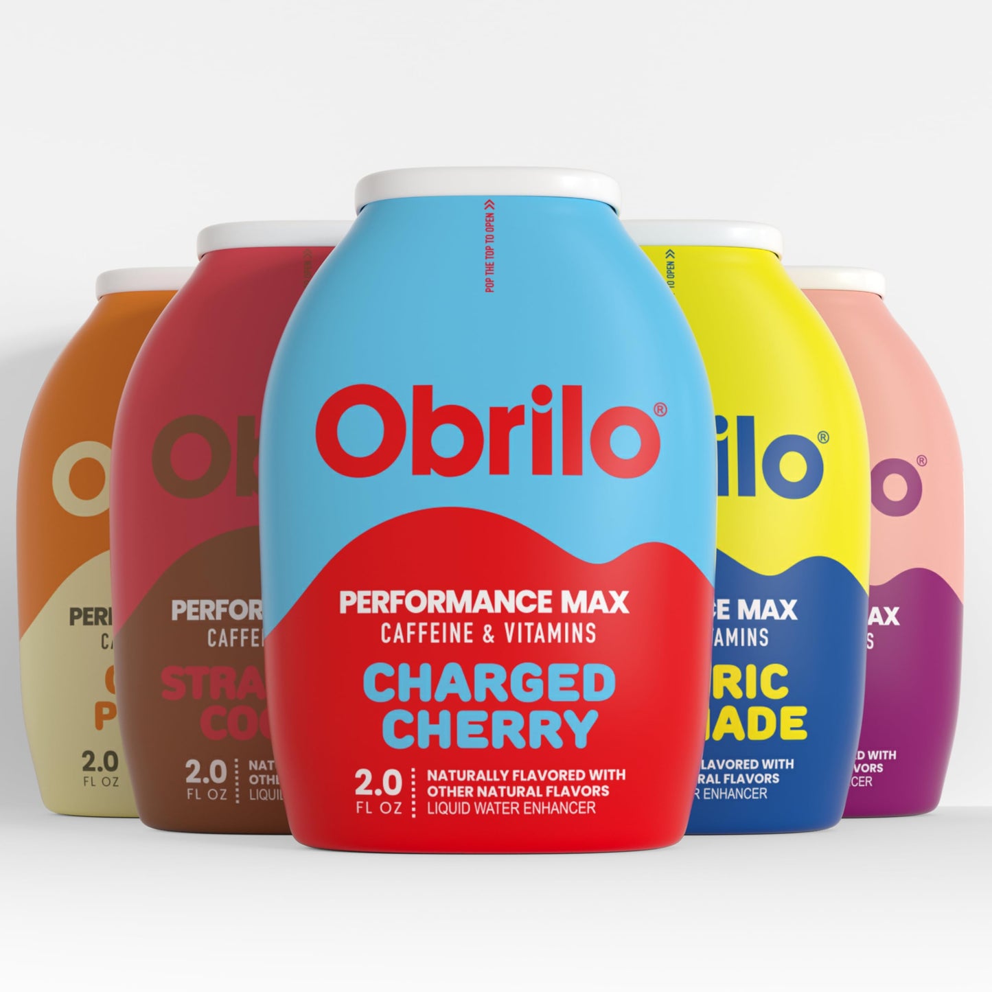 Obrilo Performance Energy Water Enhancer - L-Theanine, Taurine, Vitamin Complex, Ginseng, Guarana, 2 Fl. Oz. x 5 Bottles
