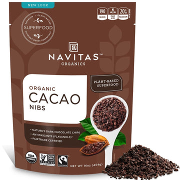 Navitas Organics Cacao Nibs, 16Oz. Bag, 15 Servings - Organic, Non-Gmo, Fair Trade, Gluten-Free
