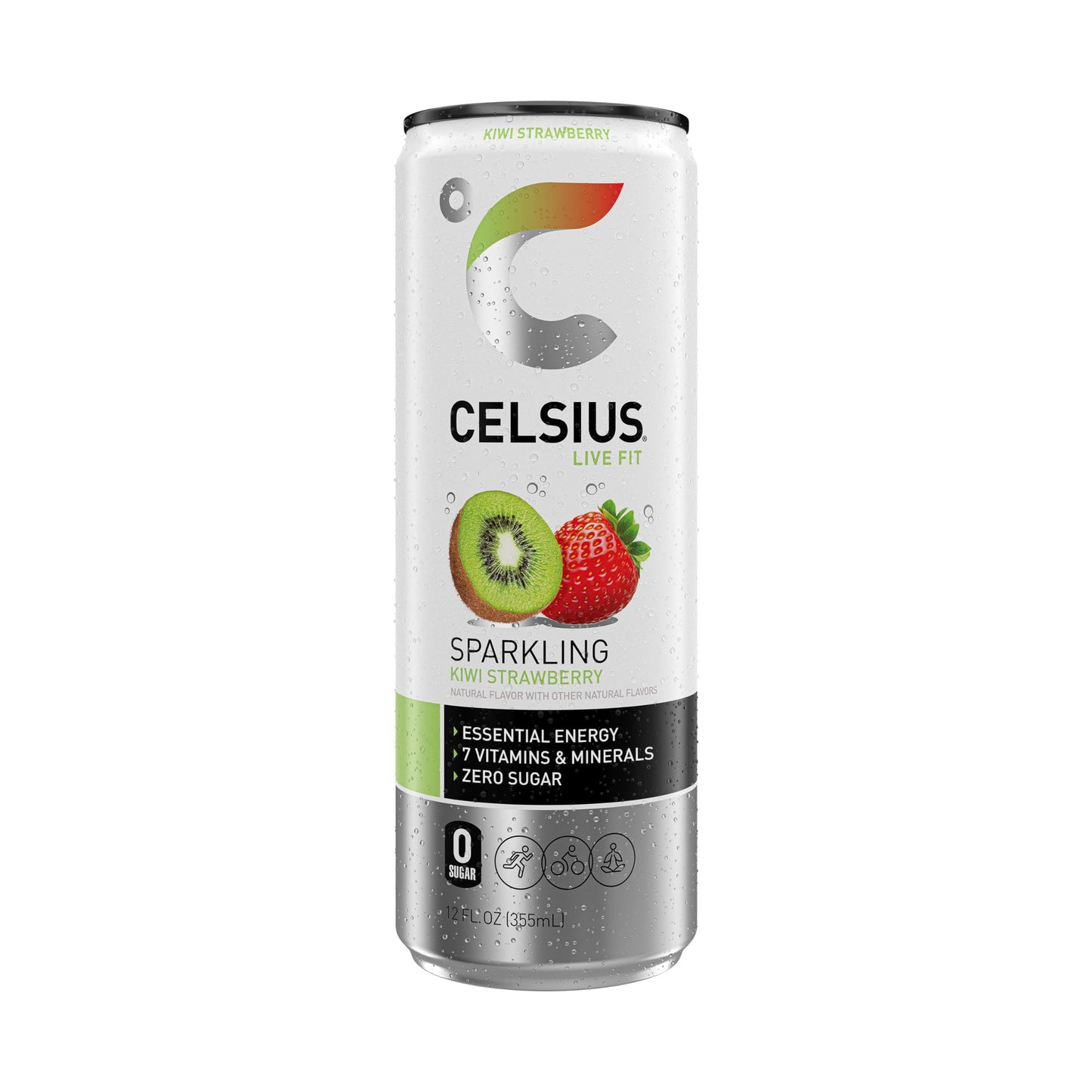 CELSIUS Sparkling Kiwi Strawberry, Functional Essential Energy Drink 12 Fl Oz (Pack of 12)