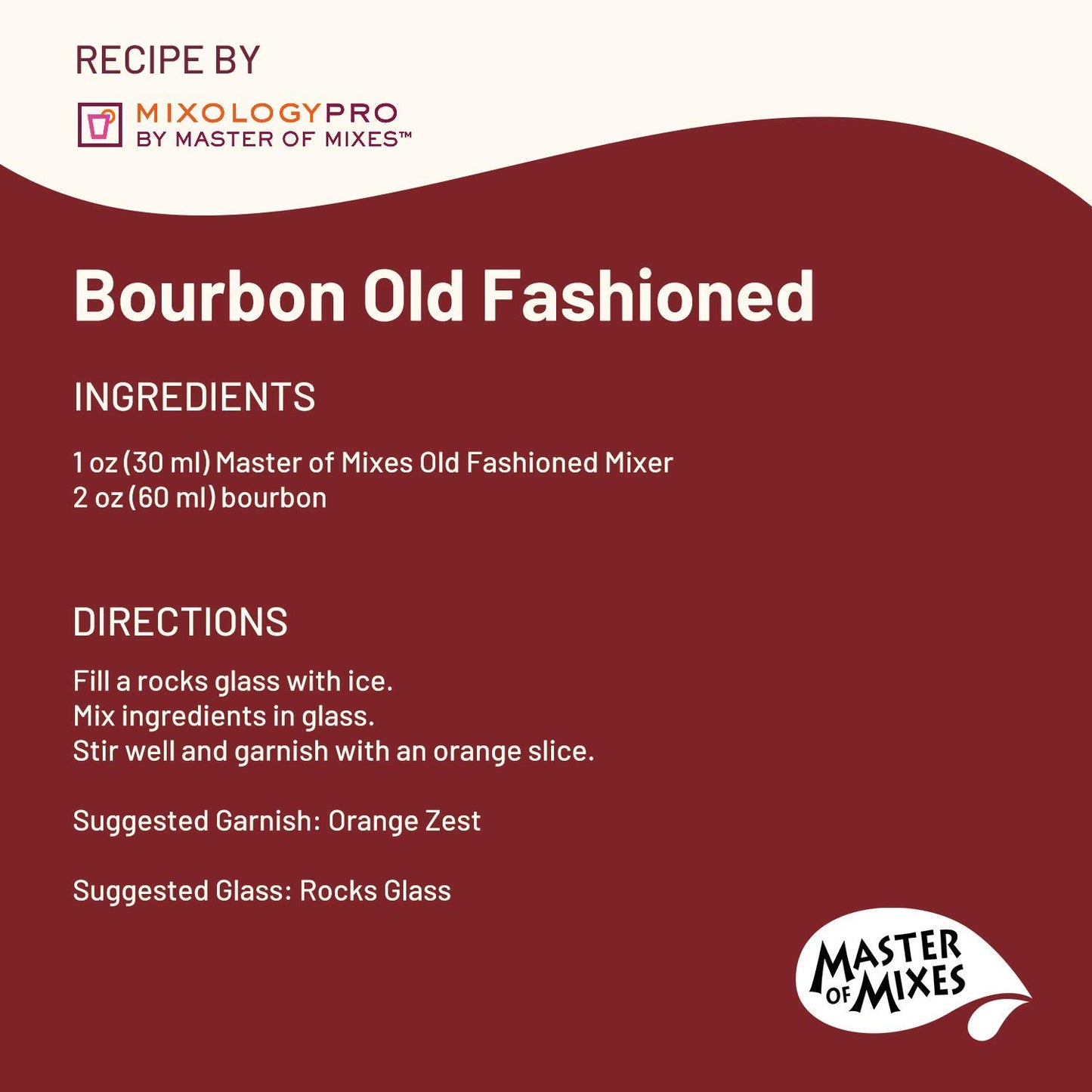 Master of Mixes Old Fashioned Drink Mix, Ready To Use, 1 Liter Bottle (33.8 Fl Oz), Pack of 6