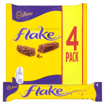 Cadbury Flake 4 Count Pack - Imported from the UK, Yellow Chocolate Treats