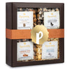 Popinsanity Gourmet Popcorn Gift Set In A Deep Chocolate Brown Deluxe Box. Overflowing With 4 Bags X 6 Oz Most Popular Popped Popcorn Flavors. Kosher, Non-Gmo, Dairy-Free. Variety Prime Gift Basket.