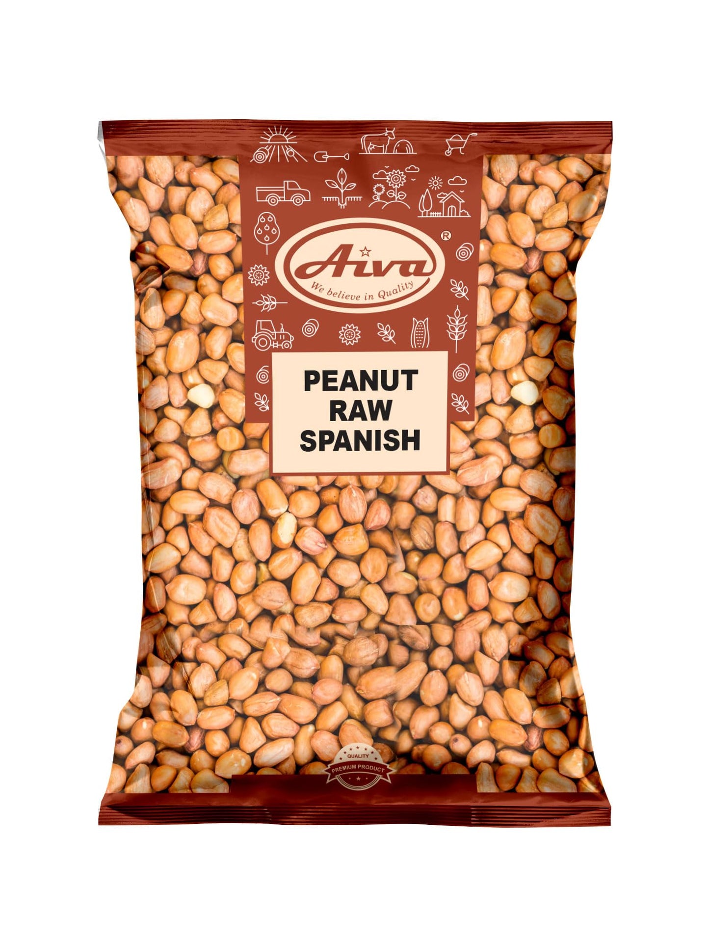 Aiva Raw Spanish Peanuts (5 LB) Bulk - Whole Unsalted Peanuts for Snacking, Cooking, and Baking | Product of USA | Spanish Premi
