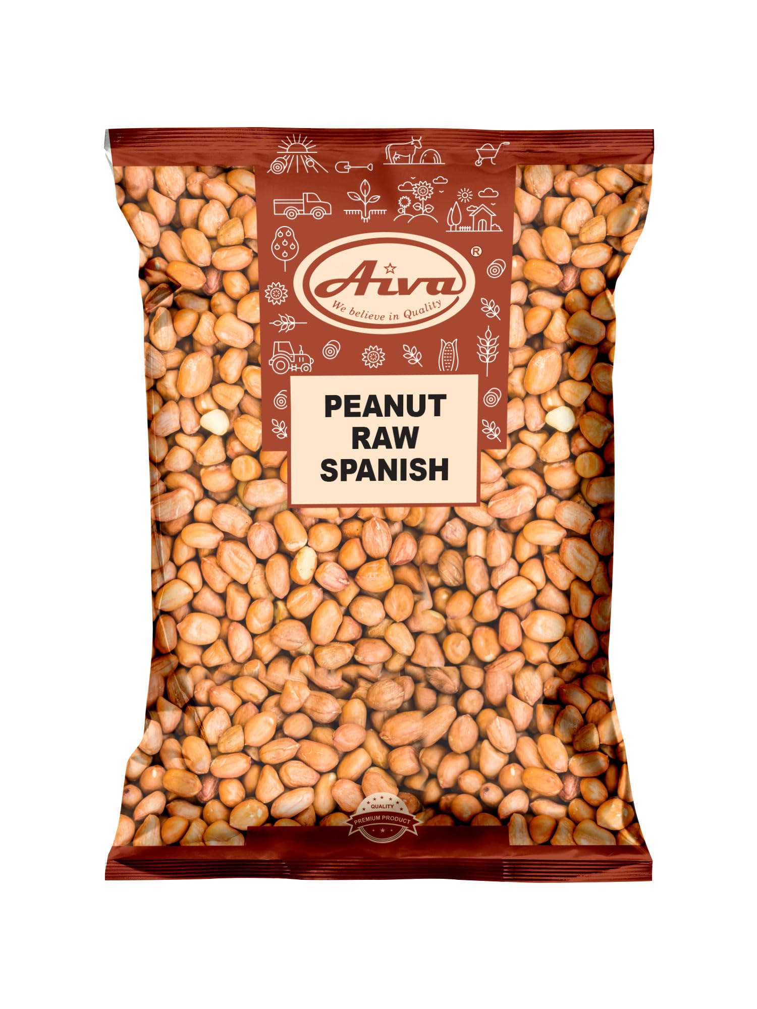 Aiva Raw Spanish Peanuts (5 LB) Bulk - Whole Unsalted Peanuts for Snacking, Cooking, and Baking | Product of USA | Spanish Premi