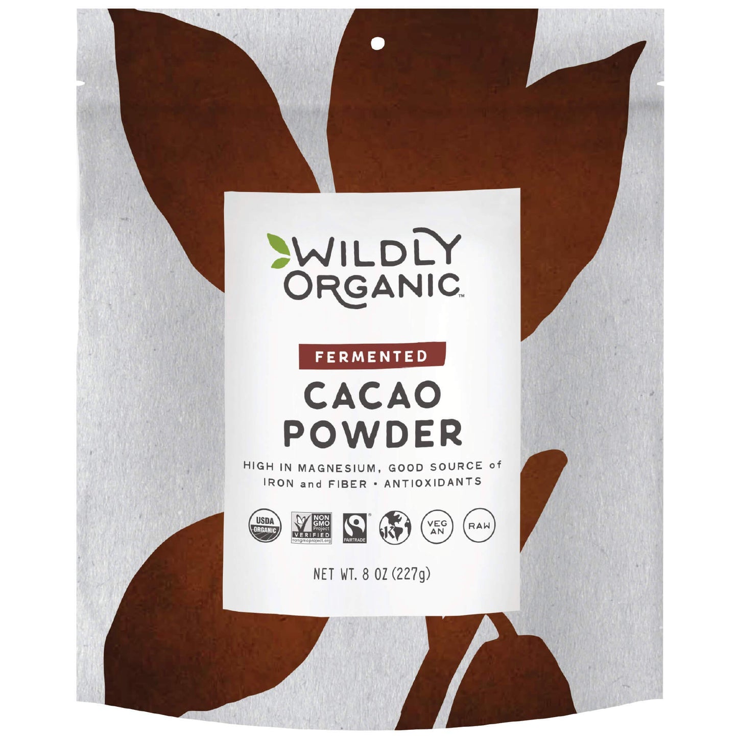 Wildly Organic Fermented Cacao Powder 8 Oz Bag - Organic Non-Alkalized Minimally Processed Raw Fair Trade Non-Gmo Kosher Vegan Top-Grade Rich Chocolate Flavor | Perfect For Skin Smoothies Yogurt Oatmeal Chocolate Fudge Baking & Hot Cocoa