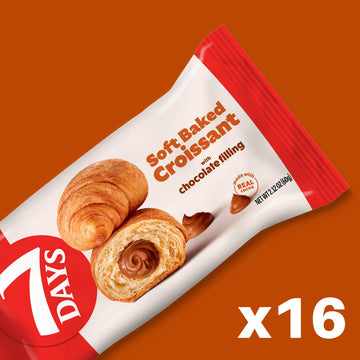 7Days Soft Croissant Multipacks (16 Pack), Chocolate, 4 Boxes, Non-Gmo Breakfast Pastry (2.12Oz, Pack Of 16)