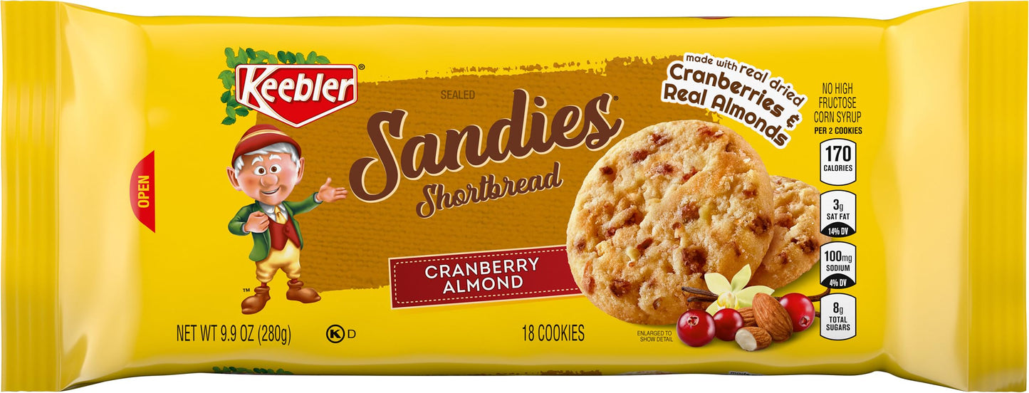 Keebler Sandies Shortbread, Cranberry Almond, 9.9Oz