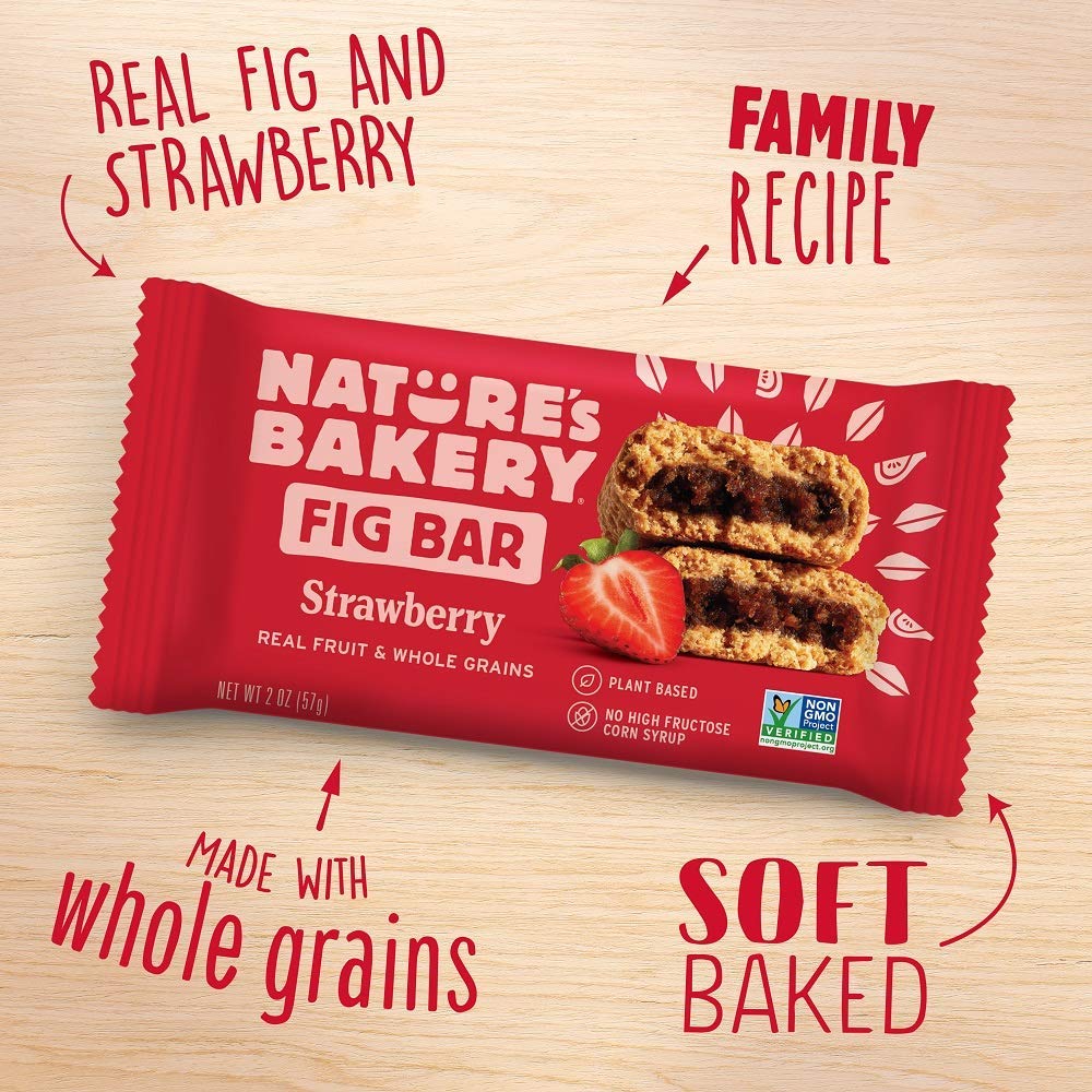 Nature'S Bakery Whole Wheat Fig Bars, Strawberry, Real Fruit, Vegan, Non-Gmo, Snack Bar, 6 Boxes With 6 Twin Packs (36 Twin Pack