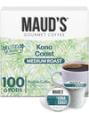 Maud's Kona Coffee Pods, 100 ct, Medium Roast Coffee in Recyclable Single Serve Pods - 100% Arabica Coffee, Compatible with Keur