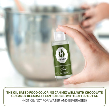 Herbeklab Olive Oil Based Food Coloring, 2 Fl Oz Concentrated Olive Green Dye for Melting Chocolate, Candy Melts, Cake Pops, Strawberries