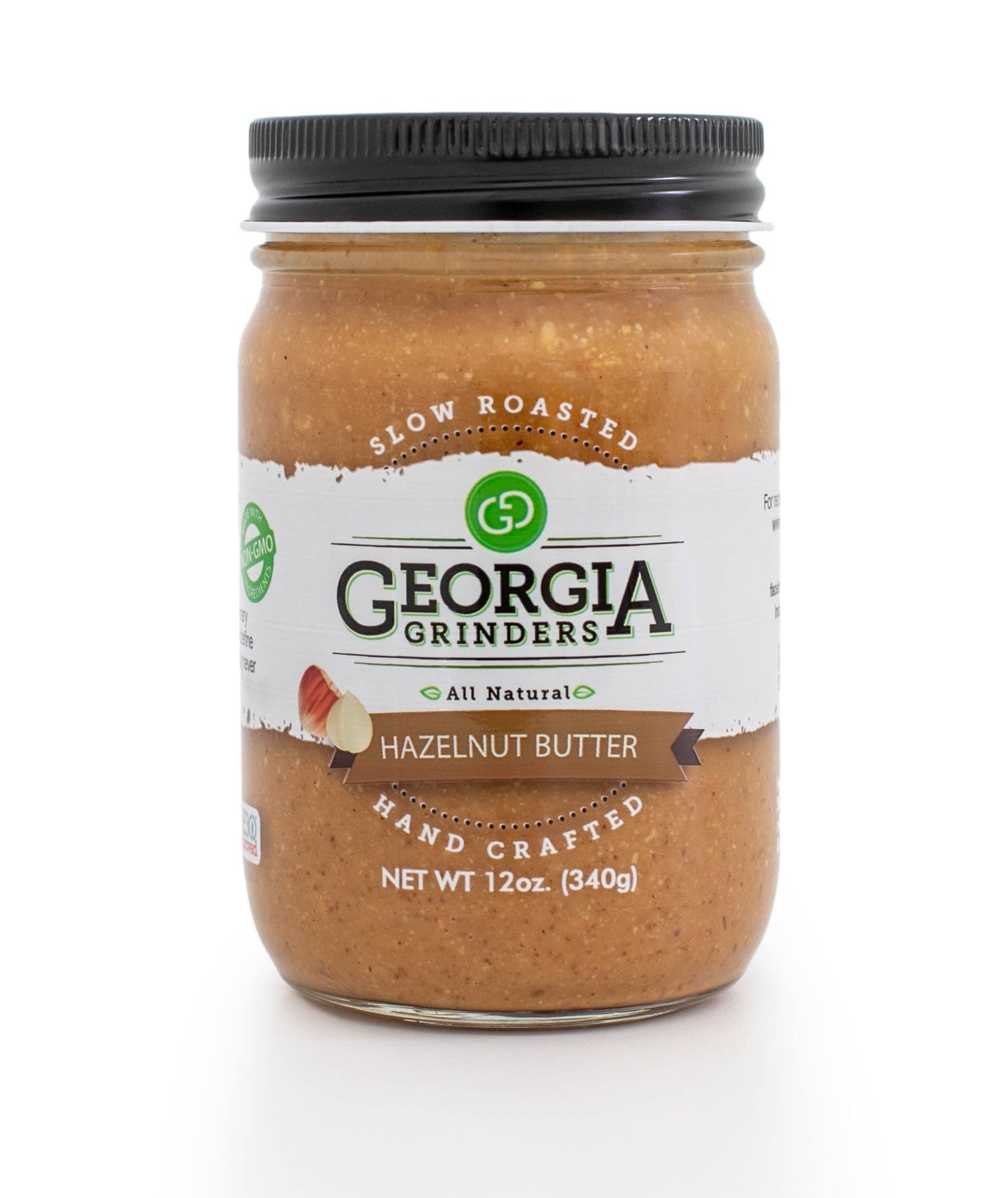 Georgia Grinders Hazlenut Butter 12oz (4ct), Full of Crunch and Flavor, Whole30approved, Keto, Vegan friendly, Non-GMO, Gluten F