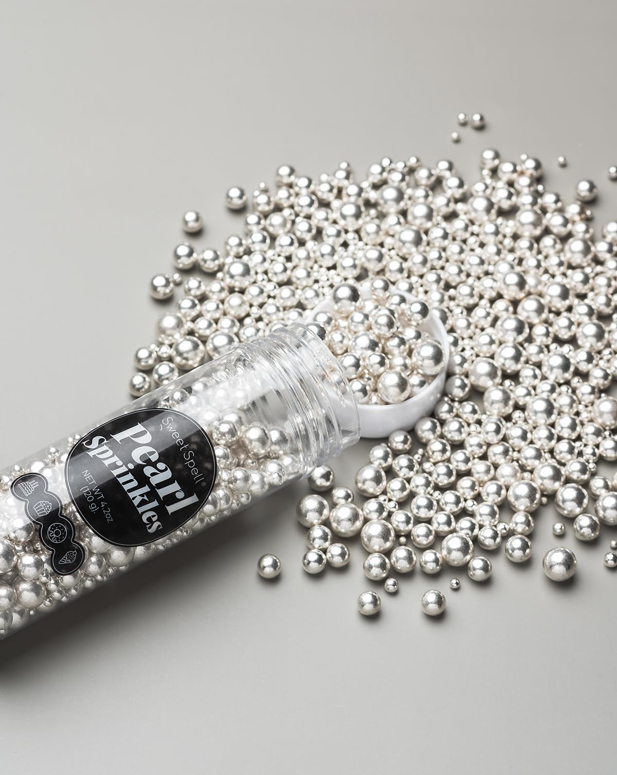 Sweet Spell Silver Pearl Sprinkles For Cake Decorating (120G/ 4.2Oz) - Sugar Candy Ball Pearls For Cupcakes, Ice Cream Toppers,
