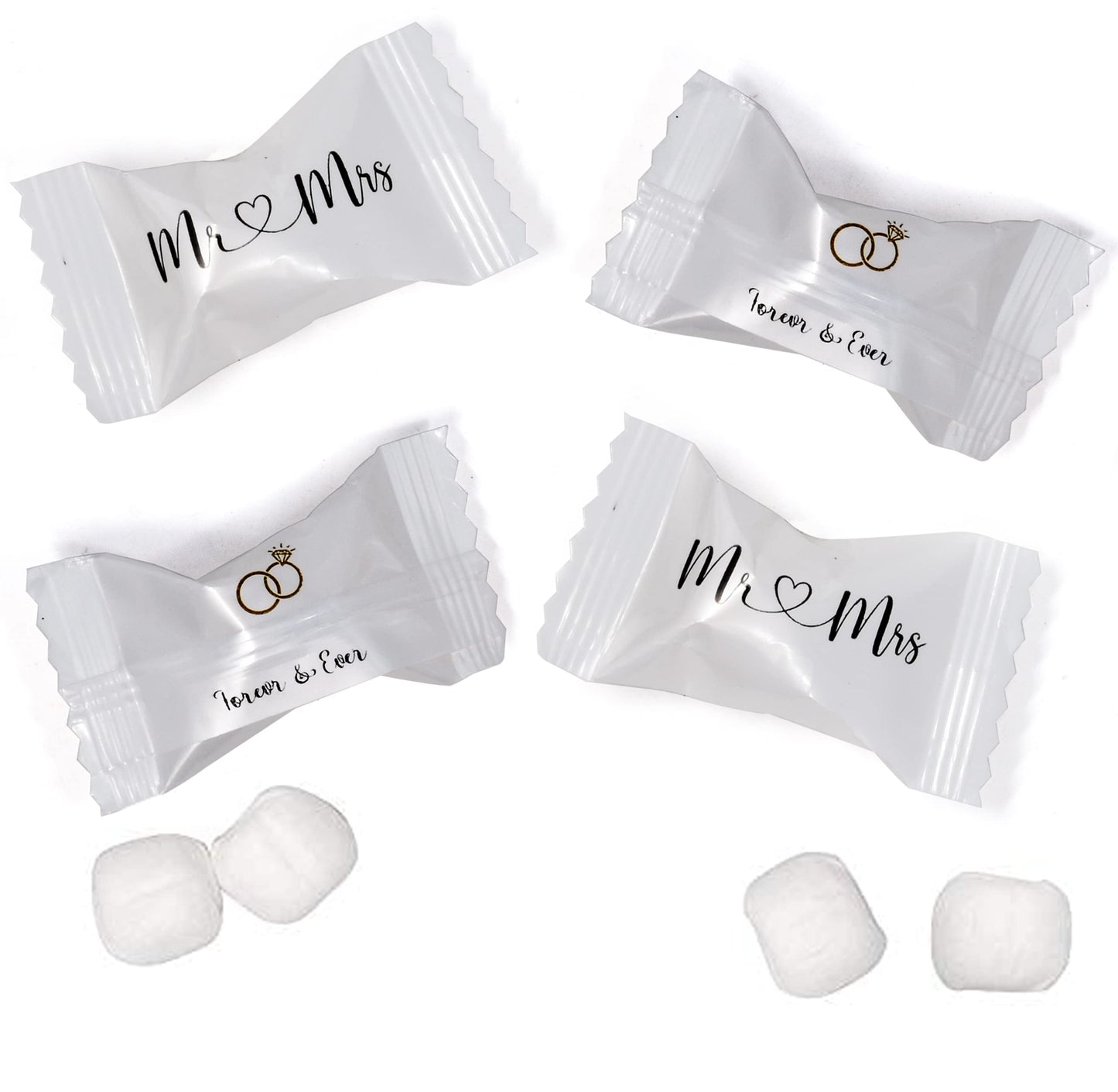 Gift Boutique Mr. & Mrs. Wedding Butter Mint Candy Bags 100 Count Forever & Ever Mints Candies 13 Oz (369g) Diamond Ring Treats