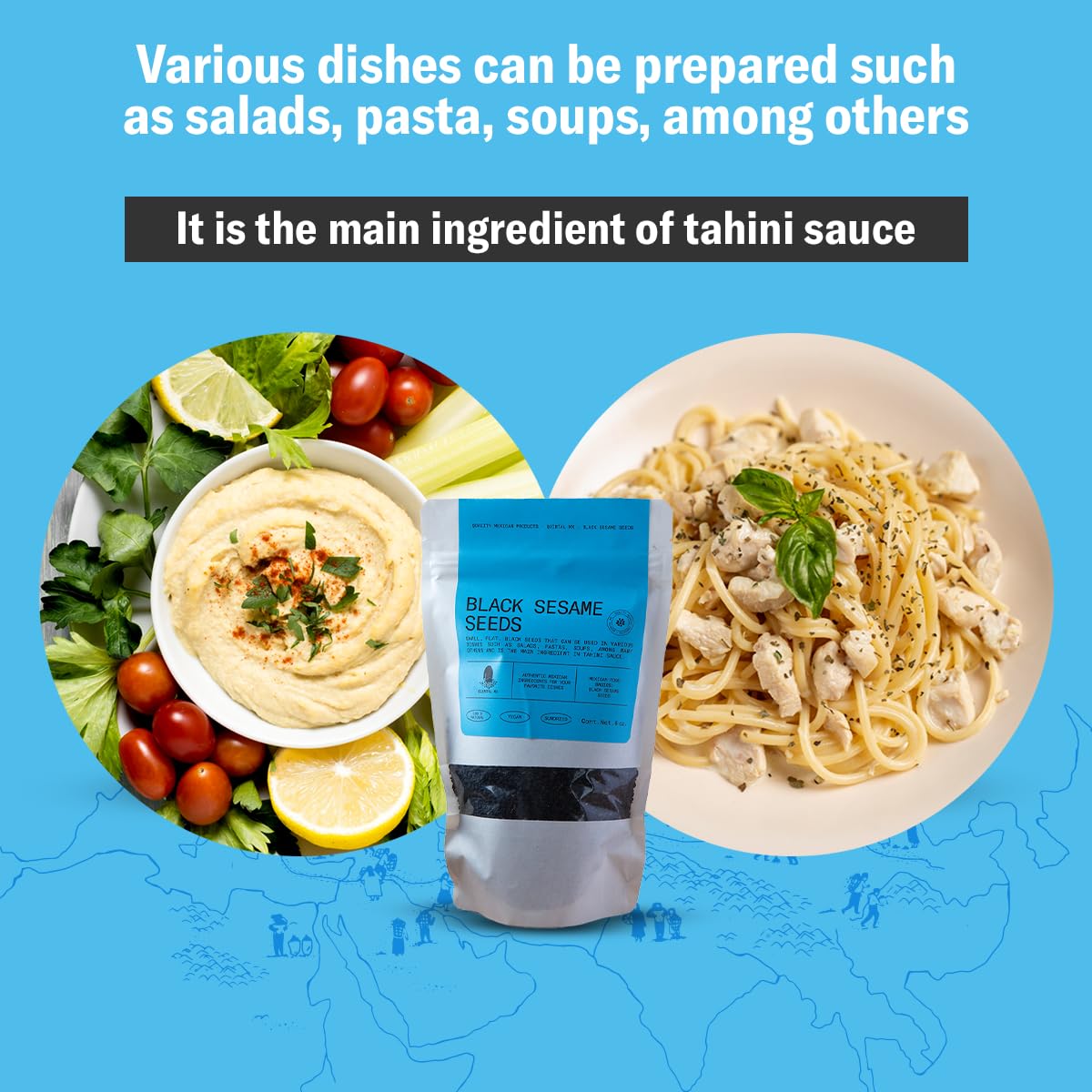 Quintal Mx Premium Quality Black Sesame Seeds - 100% Natural Mexican Sourced Sesame Seeds Whole - Ajonjoli Negro - Gluten Free -