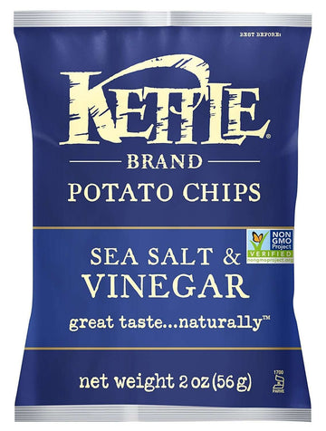 Kettle Brand Potato Chips, Sea Salt & Vinegar Bags, 2 Ounce (Pack Of 24)
