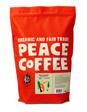 Peace Coffee Tree Hugger Signature Blend | 5 lb Ground Dark Roast | Organic Fair Trade | Soft, Smooth Flavor | Shade Grown, Fres