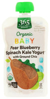 365 By Whole Foods Market, Organic Baby Food, Pear Blueberry Spinach Kale Yogurt With Ground Chia, 4 Ounce