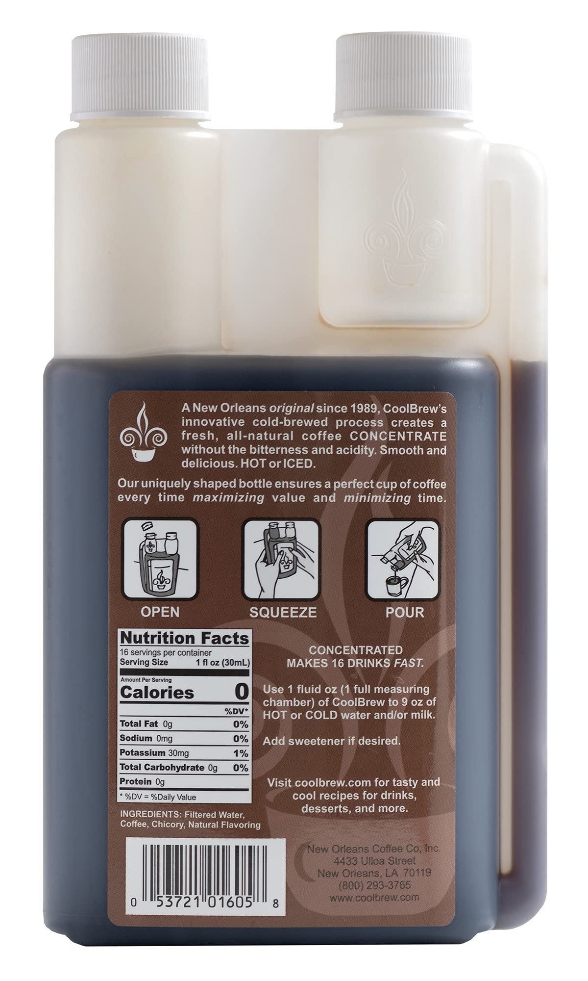 Coolbrew Mocha 6 Pack - 16 Drinks Per Bottle - Fresh Cold Brew Liquid Concentrate - For Iced Or Hot Coffee, Unsweetened, No Pres