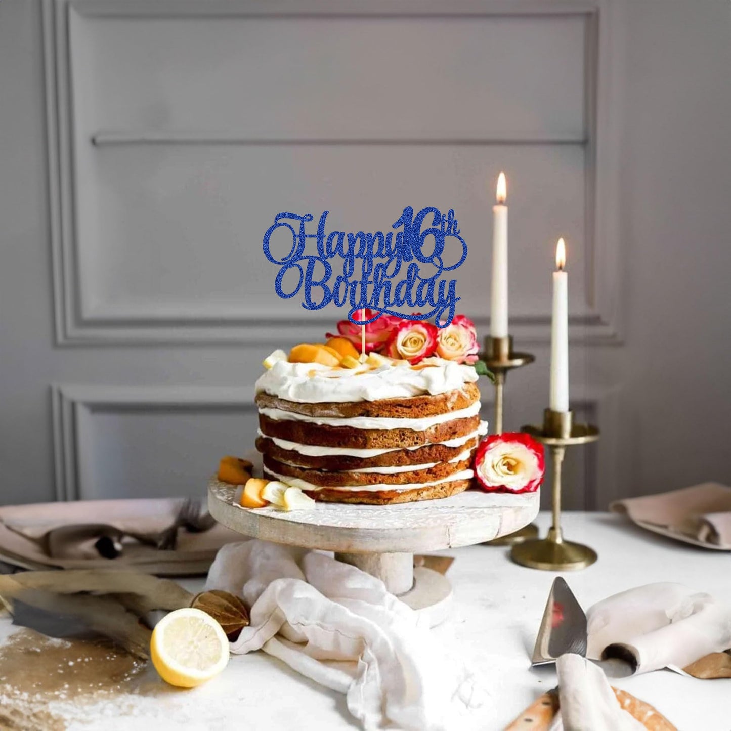 1 Pack Happy 16Th Birthday Cake Topper Glitter Number 16 Sixteen Years Old Birthday Cake Pick Decoration For 16Th Birthday Celeb