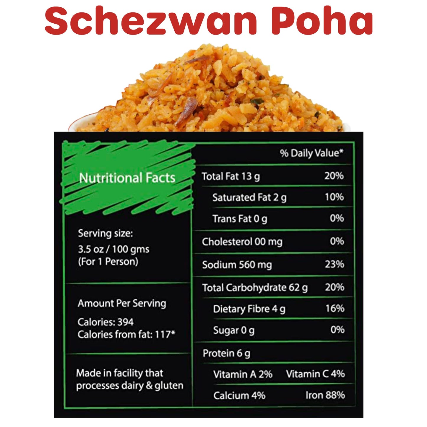 KAPKA Schezwan Poha Cups - Ready to Eat Vegan Meals - 5 Pack - 3.5oz/100g - Non-GMO