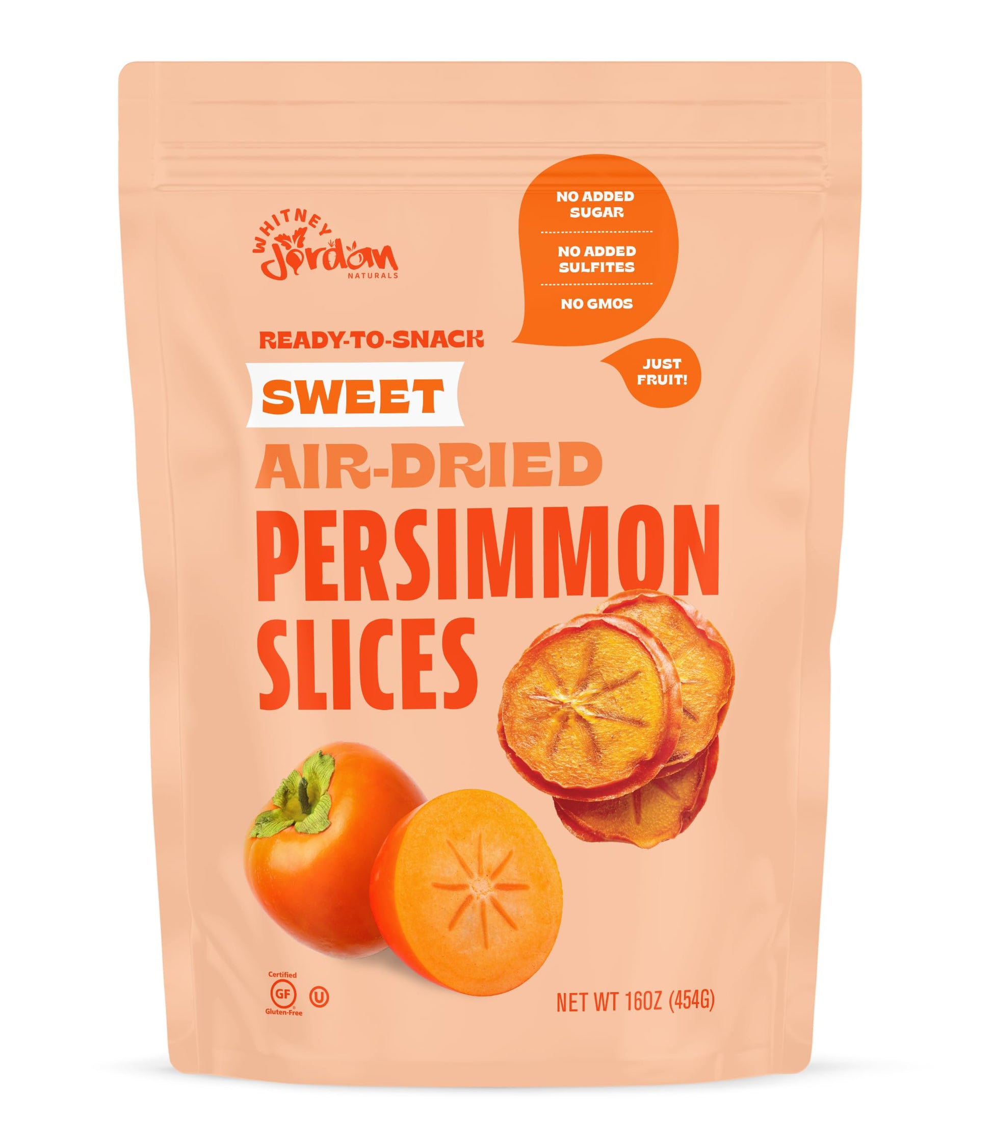 Whitney Jordan Naturals, Sweet Air-Dried Persimmon Slices - Ready to Snack, No Added Sugar, Non-GMO, Vitamin-Packed Fruit, Healt