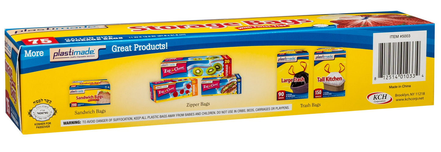 Plastimade Disposable Plastic Storage Bags With Original Twist Tie, 1 Gallon Size, 150 Bags, Great For Home, Office, Vacation, T