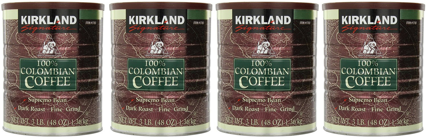 Kirkland Signature, Colombian ncZFD Coffee Supremo Bean 3 Pounds (Pack of 4)