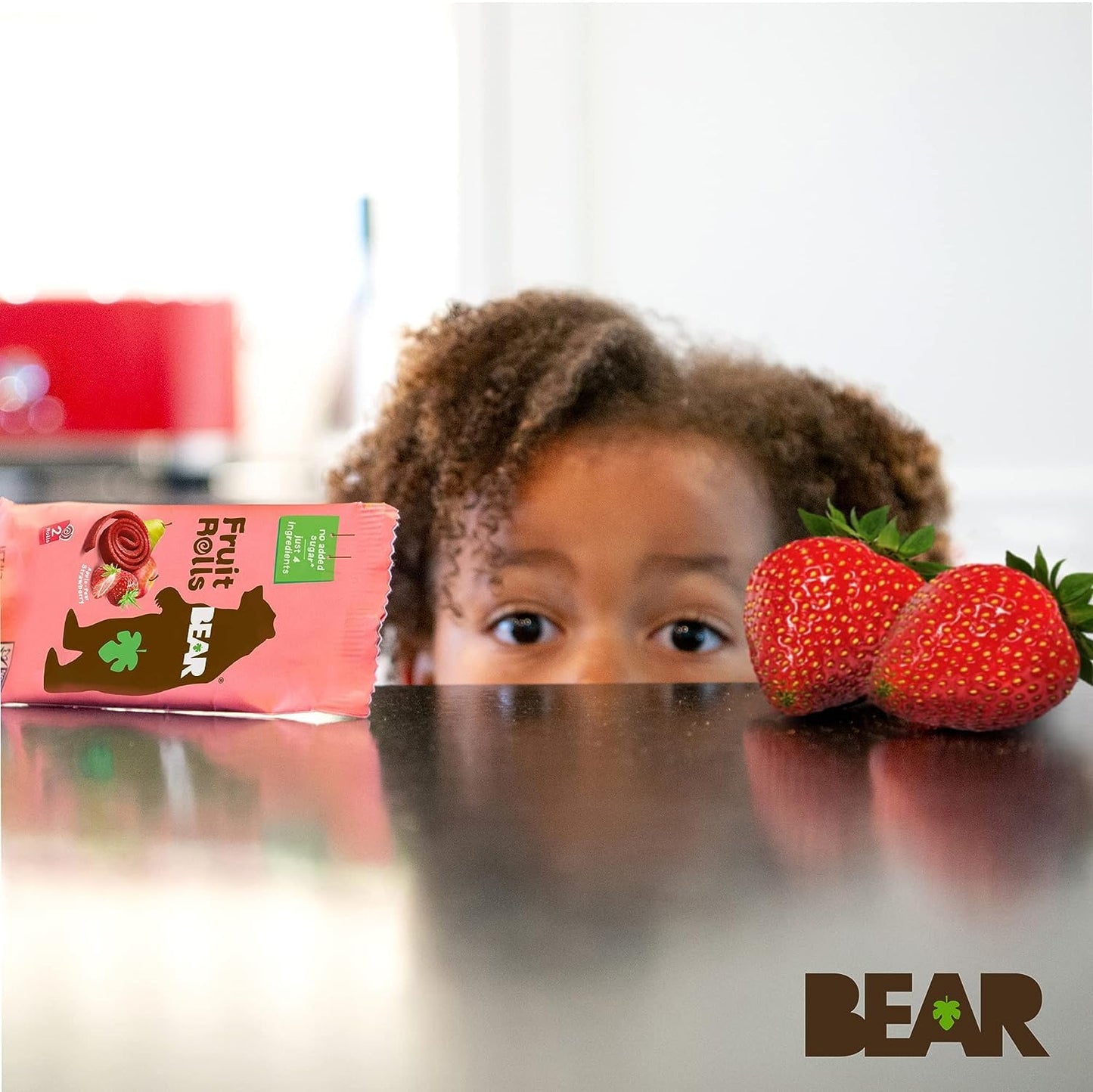 BEAR Real Fruit Snack Rolls - Gluten Free, Vegan, and Non-GMO - Strawberry - 36 Rolls, Healthy School And Lunch Snacks For Kids