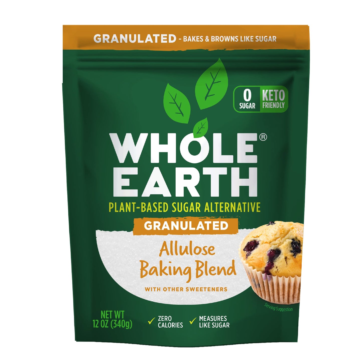 Whole Earth Sweetener Co. Allulose Baking Blend Granulated Plant-Based Sugar Alternative 12 Ounces 0.75 Pound (Pack Of 1)
