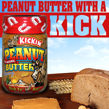 Kickin' Creamy Peanut Butter With Habanero Pepper - 13 Ounces - Premium Gourmet All Natural Spicy Peanut Butter - Perfect Snack