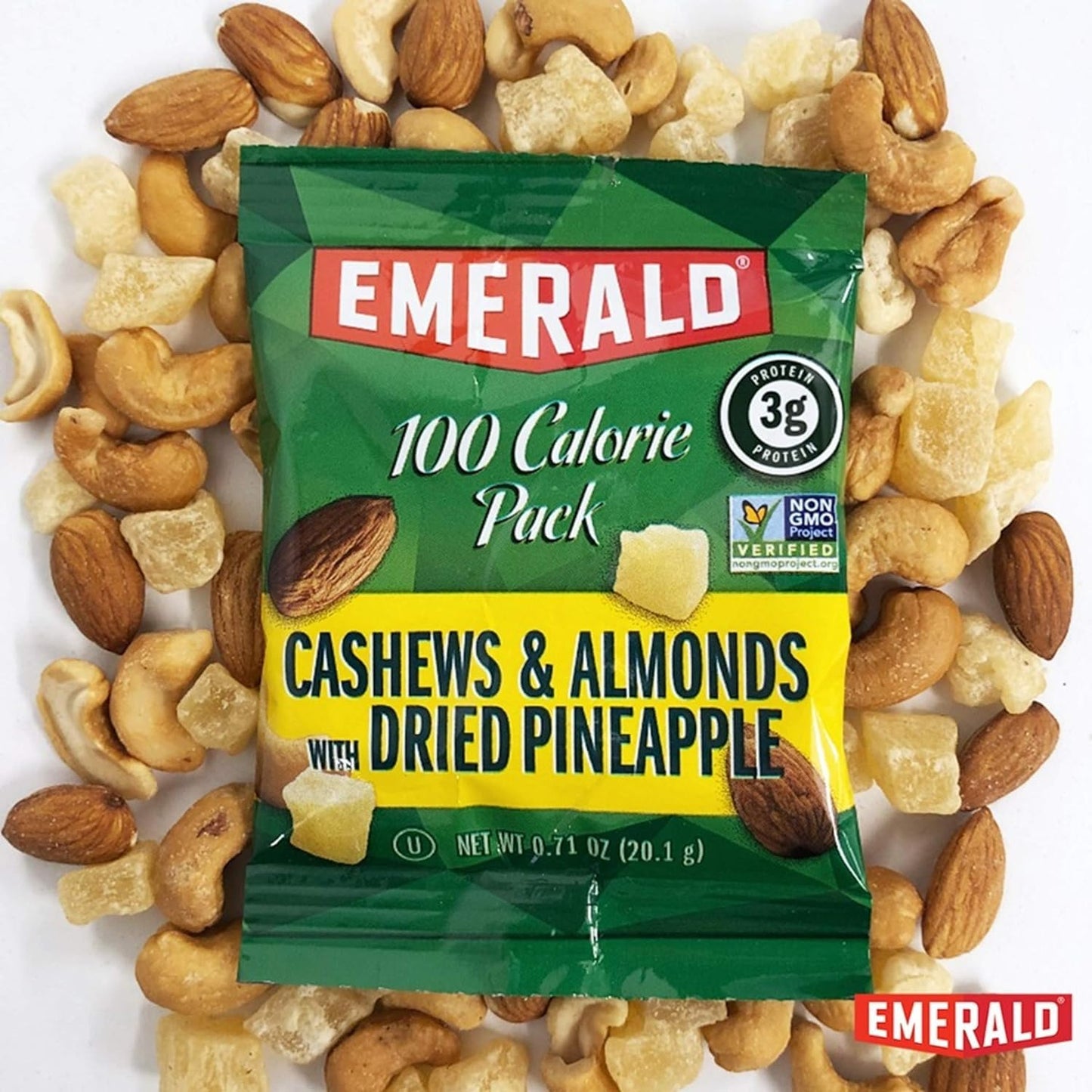 Emerald Nuts Cashews And Almonds With Dried Pineapple, 100 Calorie Packs, 7 Count, 4.97 Oz (Pack Of 2)