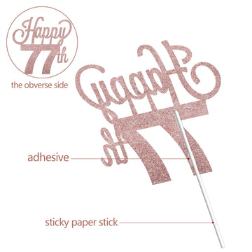 Lingteer Happy 77Th Birthday Cake Topper - Cheers To 77Th Birthday 77 Years Old Birthday Party Cake Decorations Sign.