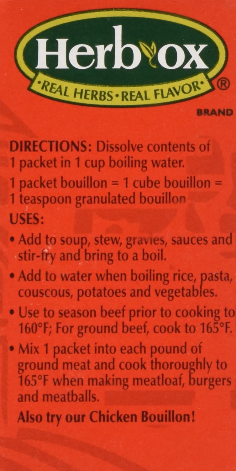 Herb-Ox Bouillon Packets Beef Instant Broth & Seasoning 1.13 Oz Box