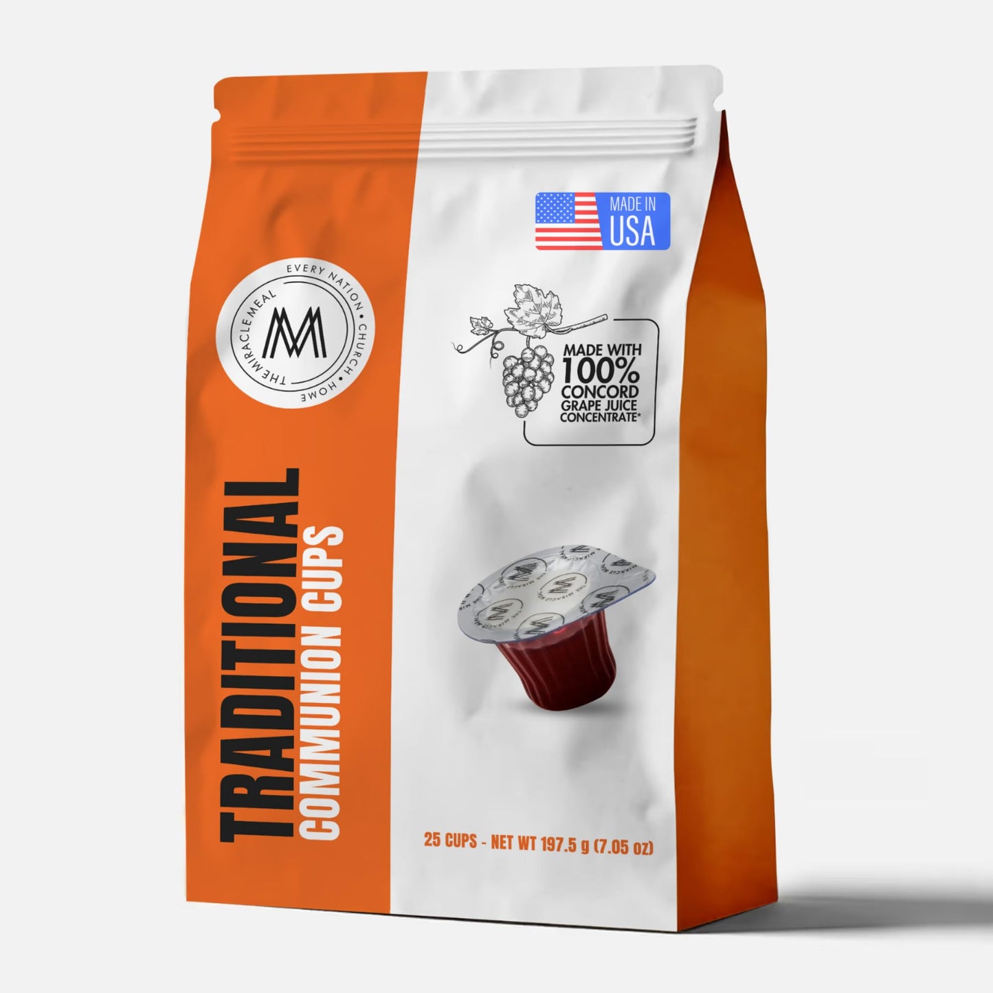 The Miracle Meal Travel Pack Communion Cups - Pre-Filled with Wafer & Concord Grape Juice, Bag of 25